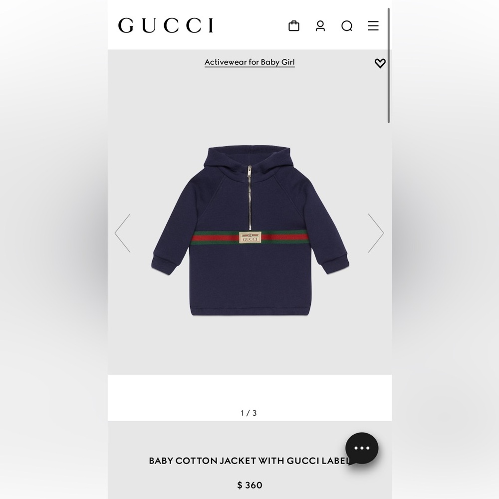 Gucci “Toddler” Half Zip Jacket - SOLD‼️